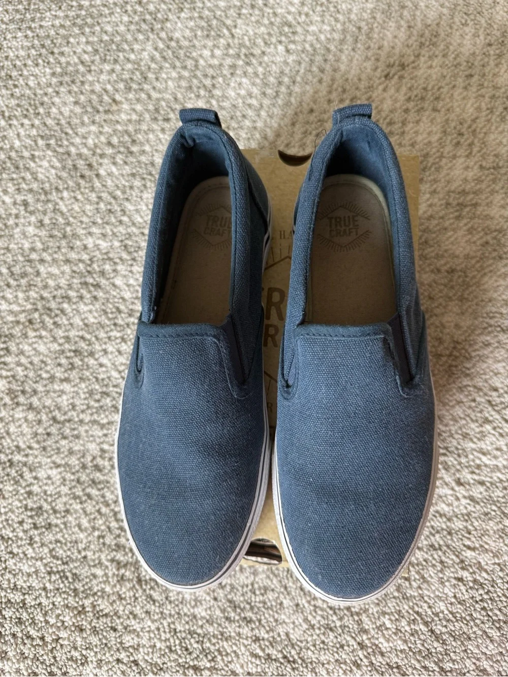 True Craft Navy Canvas Slip-On Flats